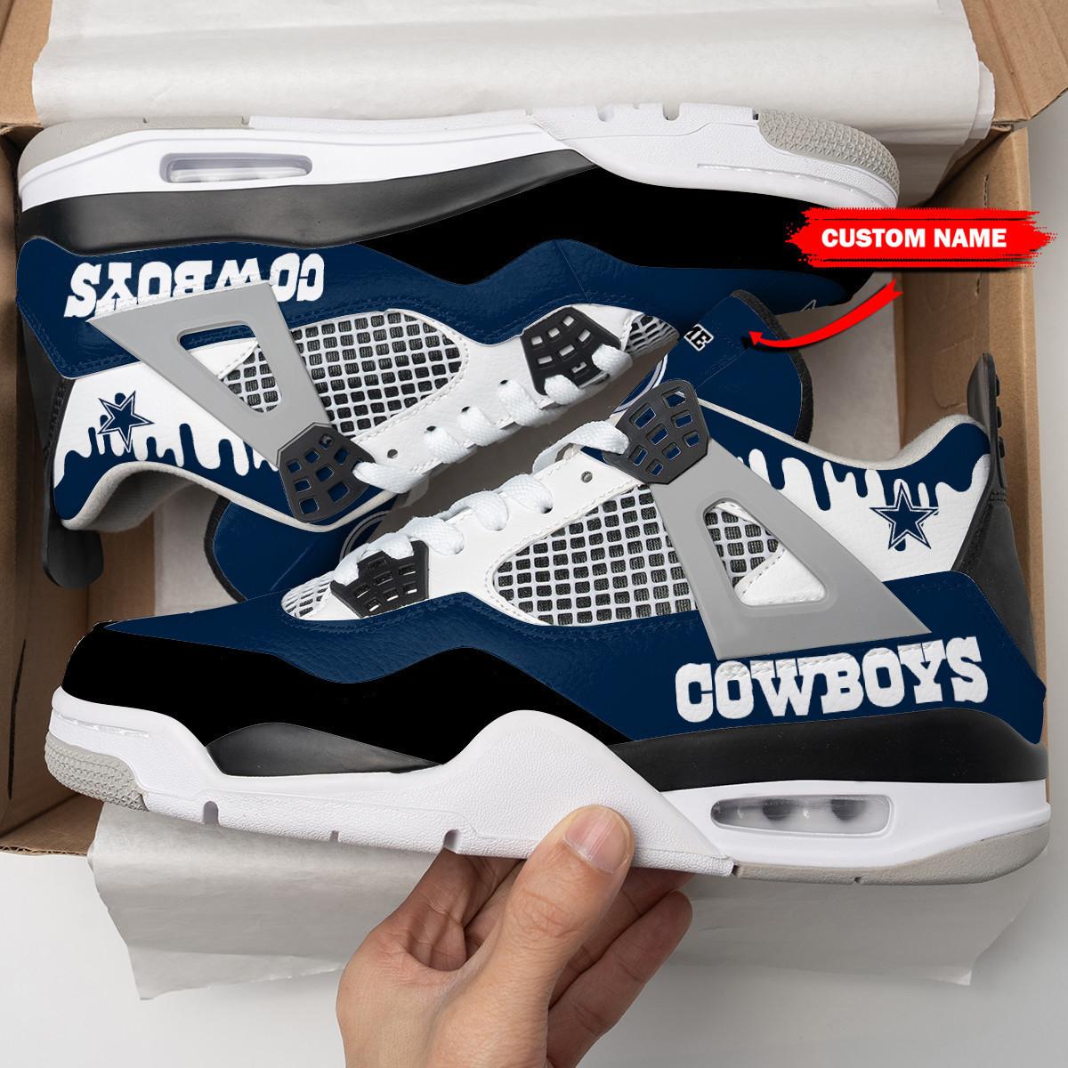 Sportswearmerch Dallas Cowboys NFL Air Jordan 4 Sneaker AJ4 Sneakers Shoes For Men And Women