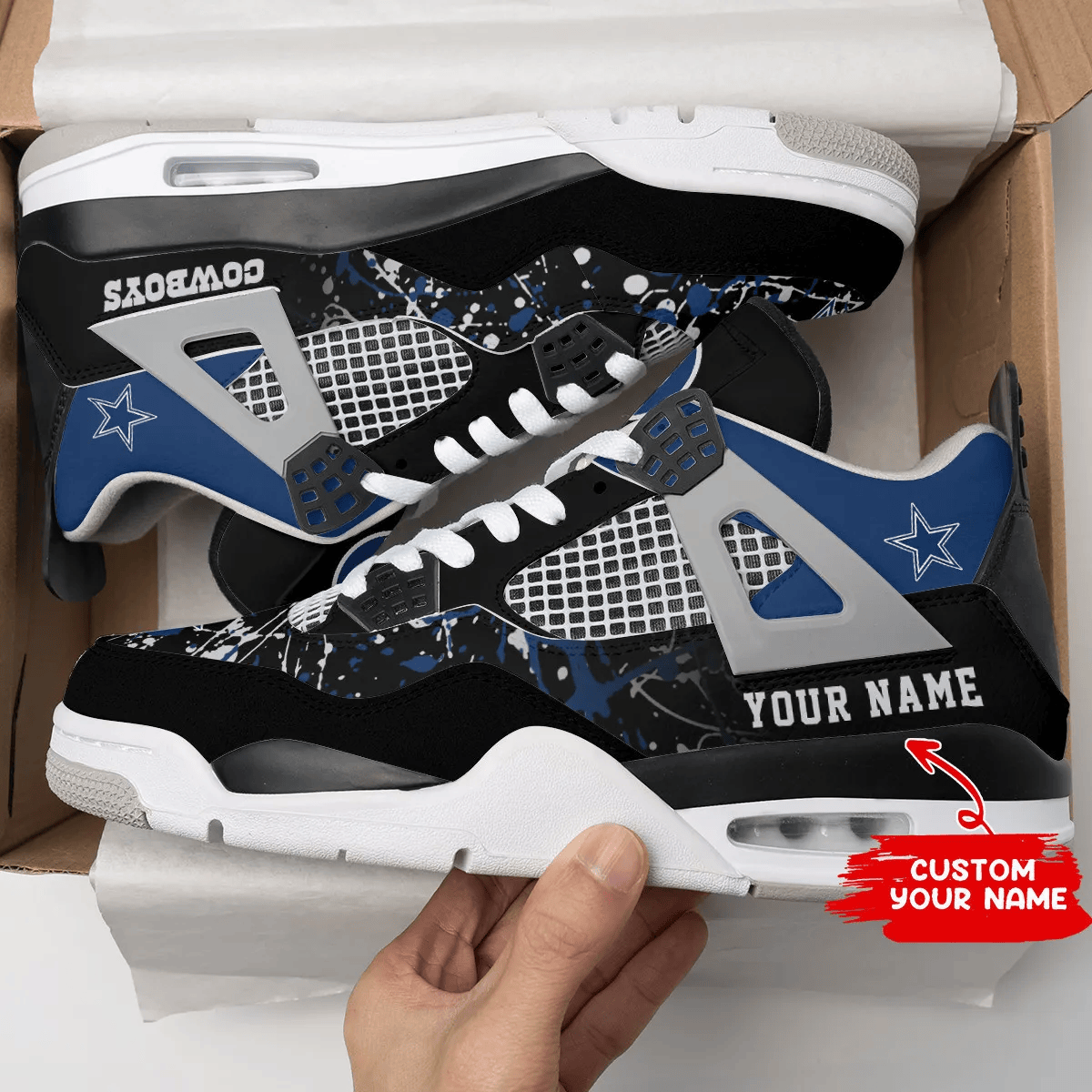 Sportswearmerch Dallas Cowboys NFL Air Jordan 4 Sneaker AJ4 Sneakers Shoes For Men And Women