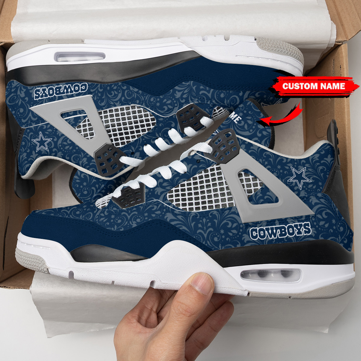 Sportswearmerch Dallas Cowboys NFL Air Jordan 4 Sneaker AJ4 Sneakers Shoes For Men And Women