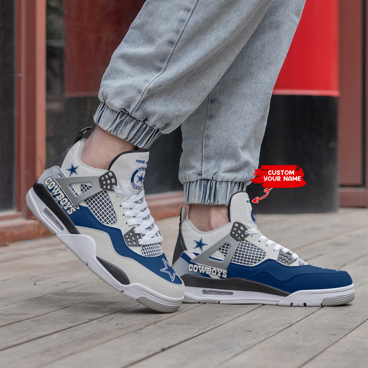 Sportswearmerch Dallas Cowboys NFL Air Jordan 4 Sneaker AJ4 Sneakers Shoes For Men And Women