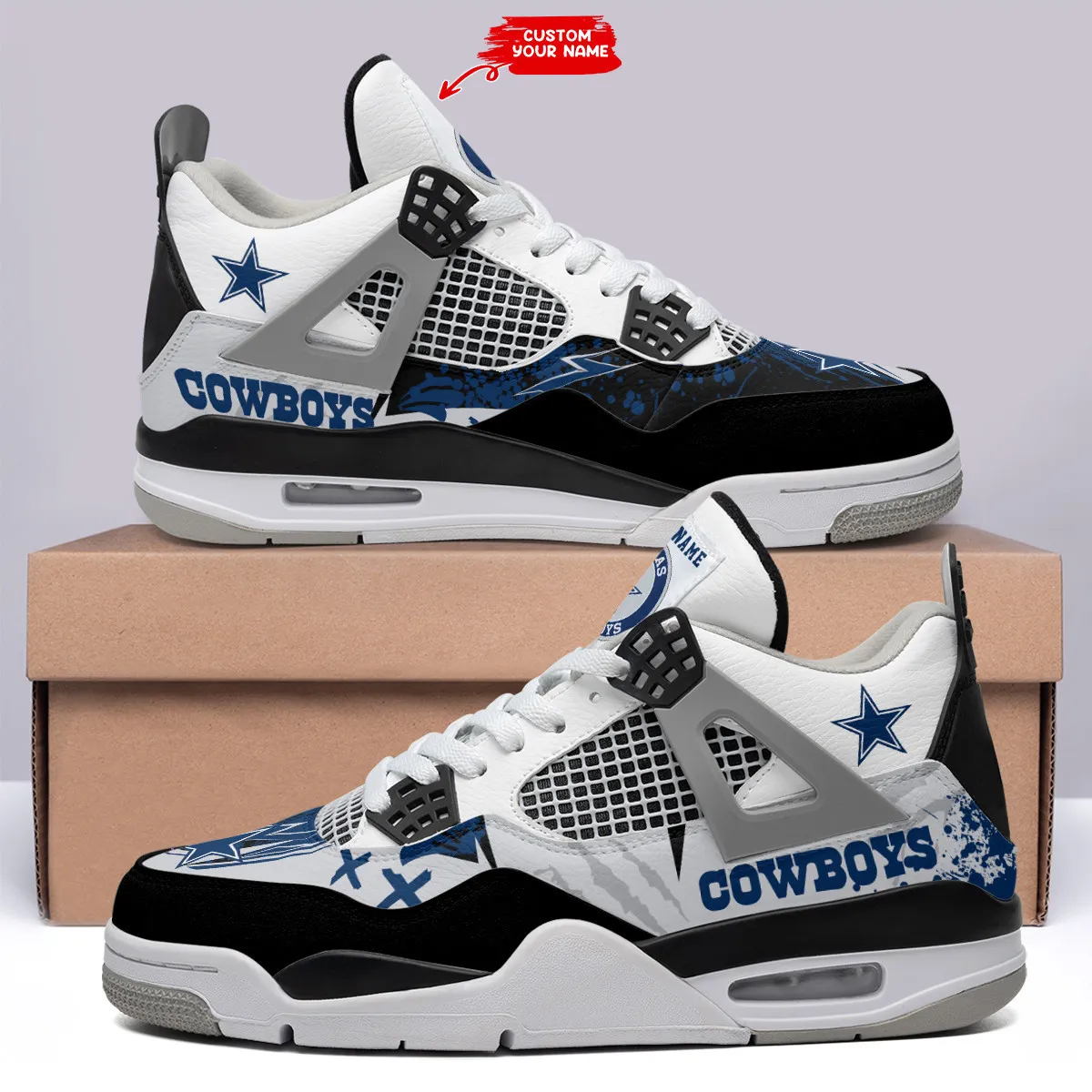 Sportswearmerch Dallas Cowboys NFL Air Jordan 4 Sneaker AJ4 Sneakers Shoes For Men And Women