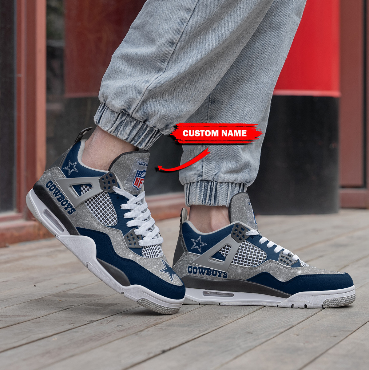 Sportswearmerch Dallas Cowboys NFL Air Jordan 4 Sneaker AJ4 Sneakers Shoes For Men And Women