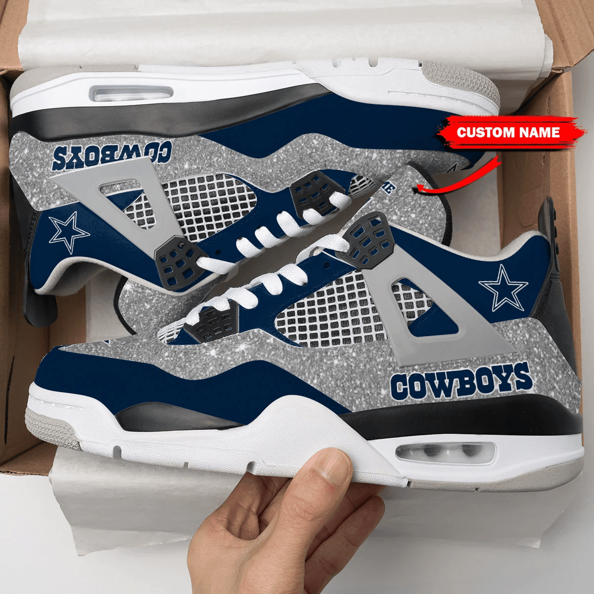Sportswearmerch Dallas Cowboys NFL Air Jordan 4 Sneaker AJ4 Sneakers Shoes For Men And Women