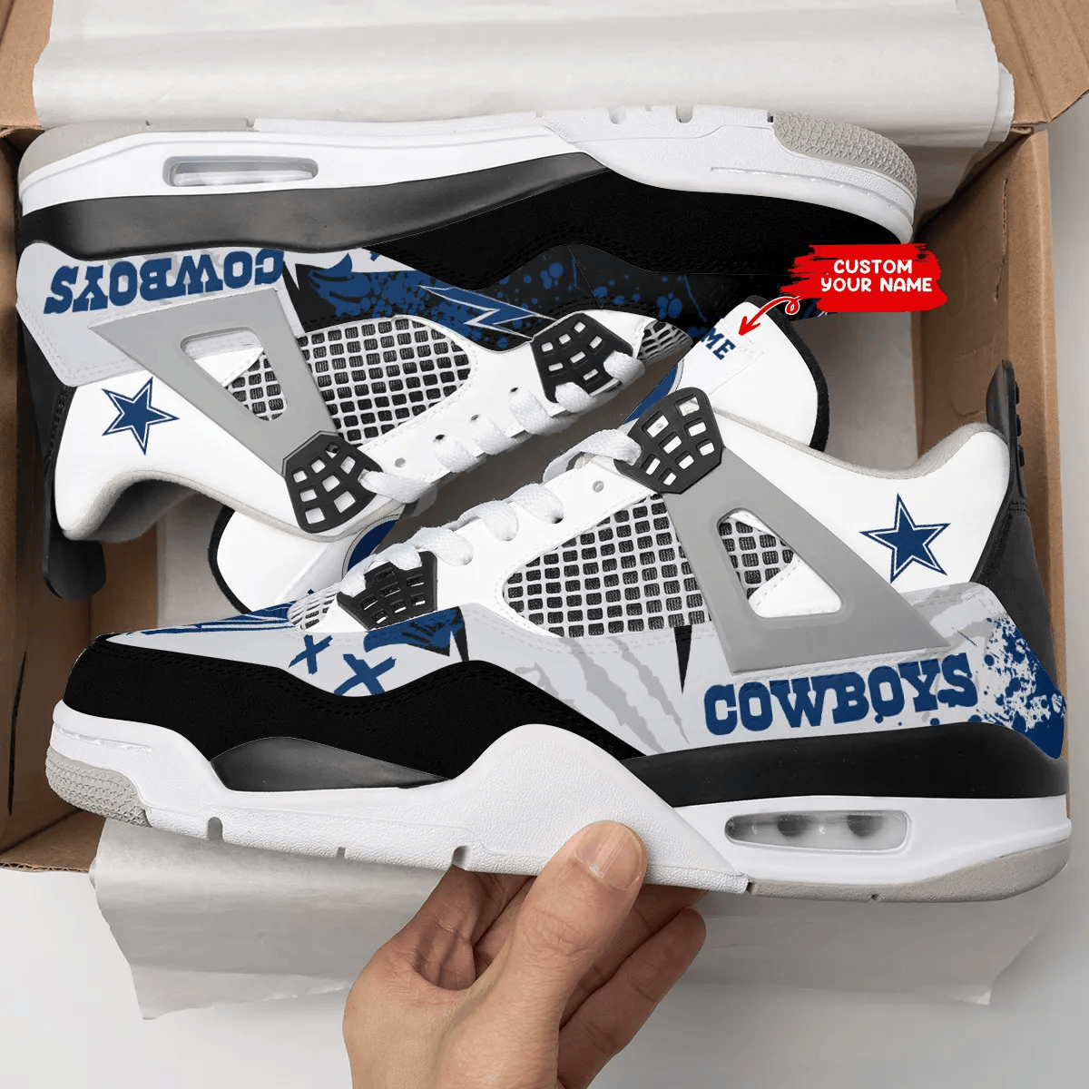 Sportswearmerch Dallas Cowboys NFL Air Jordan 4 Sneaker AJ4 Sneakers Shoes For Men And Women