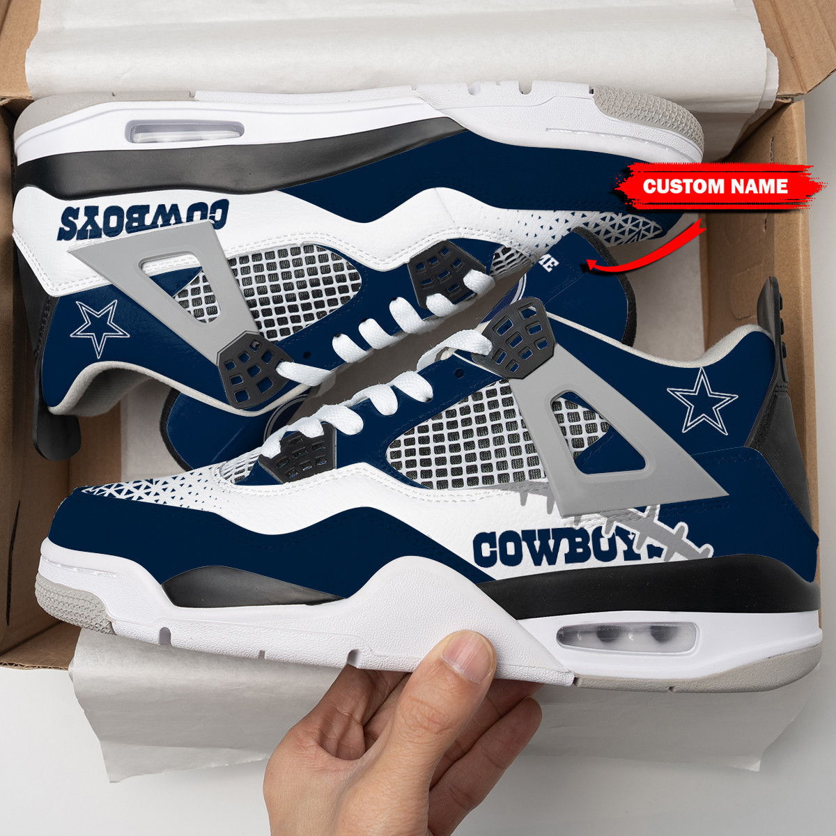 Sportswearmerch Dallas Cowboys NFL Air Jordan 4 Sneaker AJ4 Sneakers Shoes For Men And Women