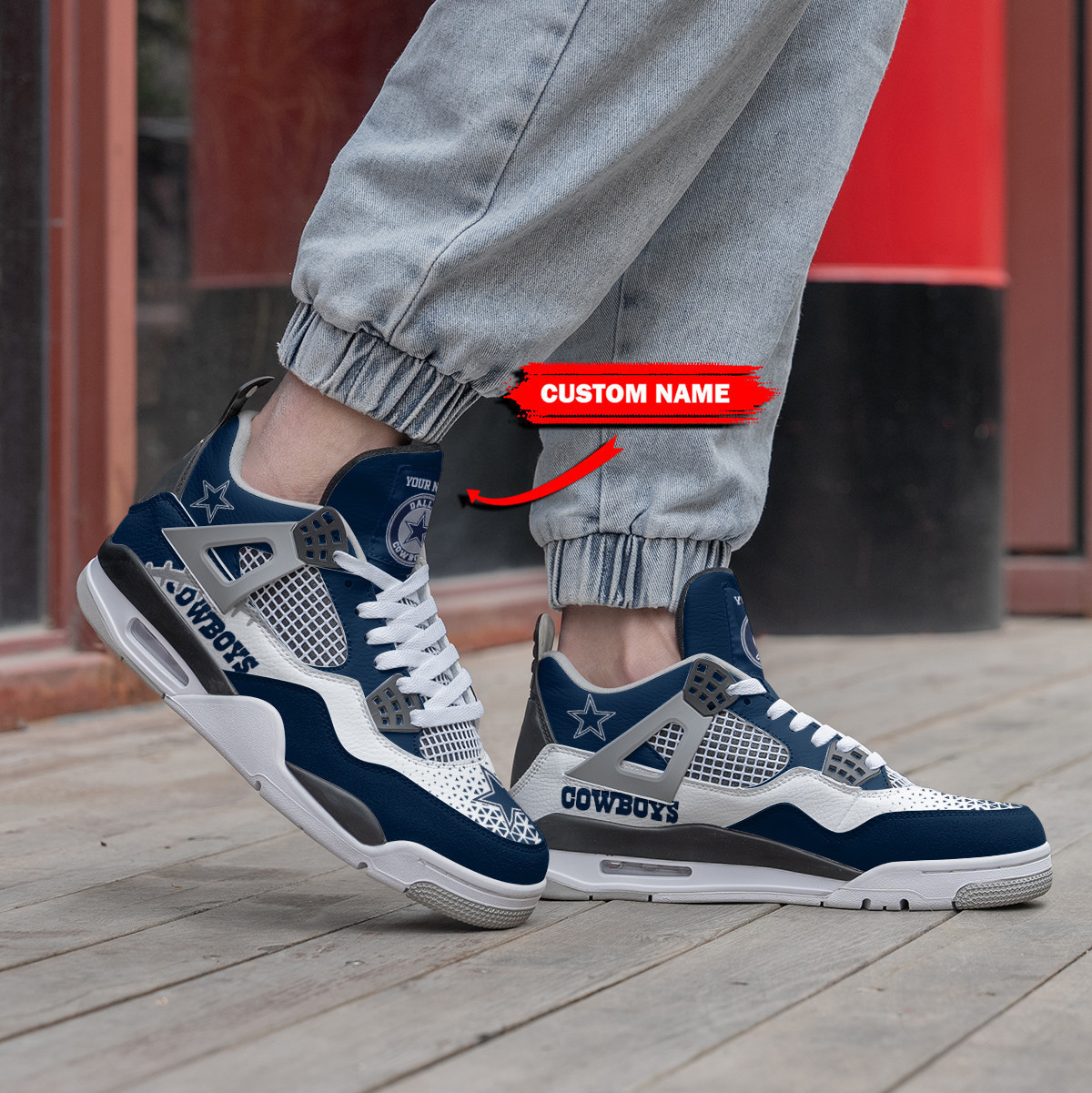 Sportswearmerch Dallas Cowboys NFL Air Jordan 4 Sneaker AJ4 Sneakers Shoes For Men And Women