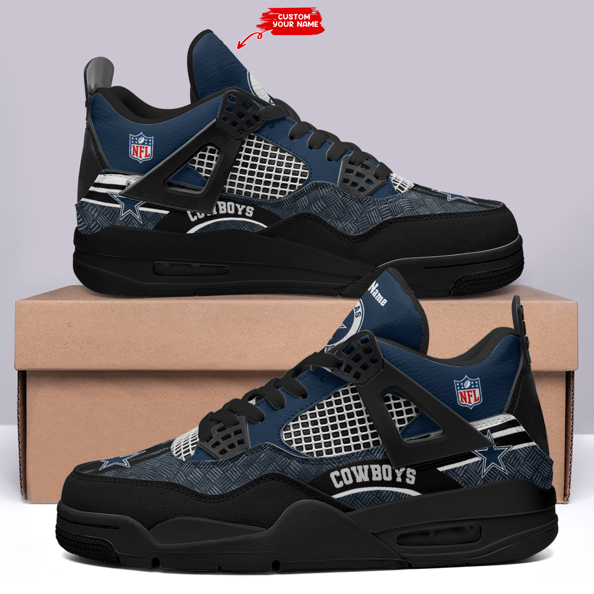 Sportswearmerch Dallas Cowboys NFL Air Jordan 4 Sneaker AJ4 Sneakers Shoes For Men And Women