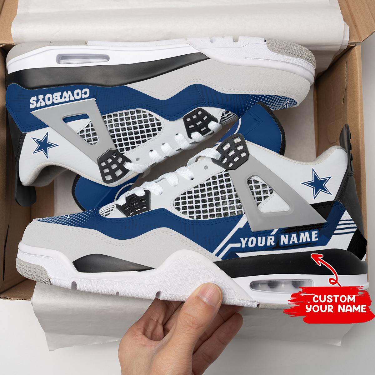 Sportswearmerch Dallas Cowboys NFL Air Jordan 4 Sneaker AJ4 Sneakers Shoes For Men And Women