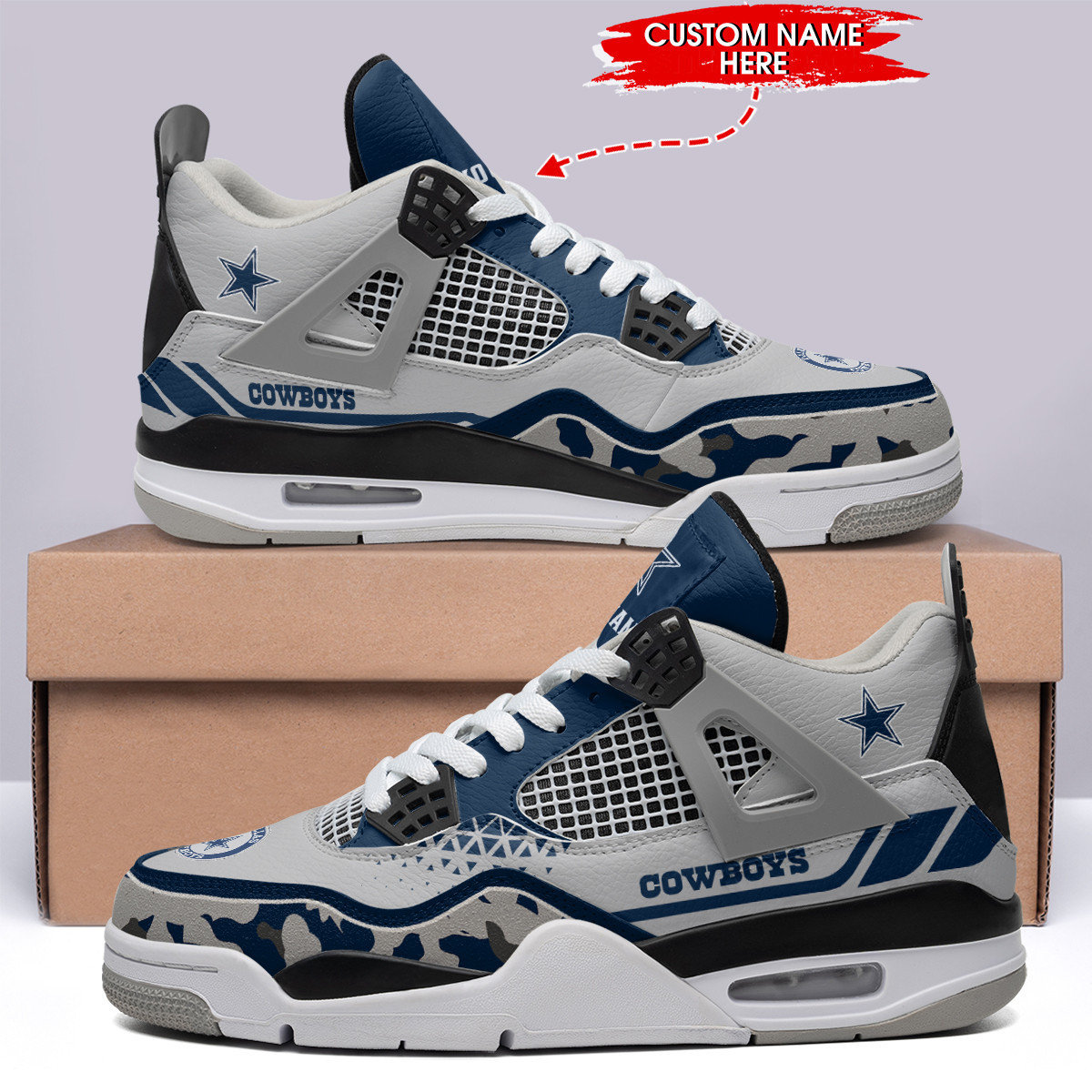 Sportswearmerch Dallas Cowboys NFL Air Jordan 4 Sneaker AJ4 Sneakers Shoes For Men And Women