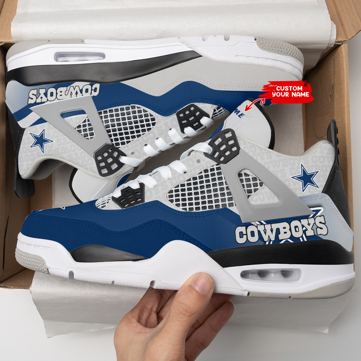Sportswearmerch Dallas Cowboys NFL Air Jordan 4 Sneaker AJ4 Sneakers Shoes For Men And Women