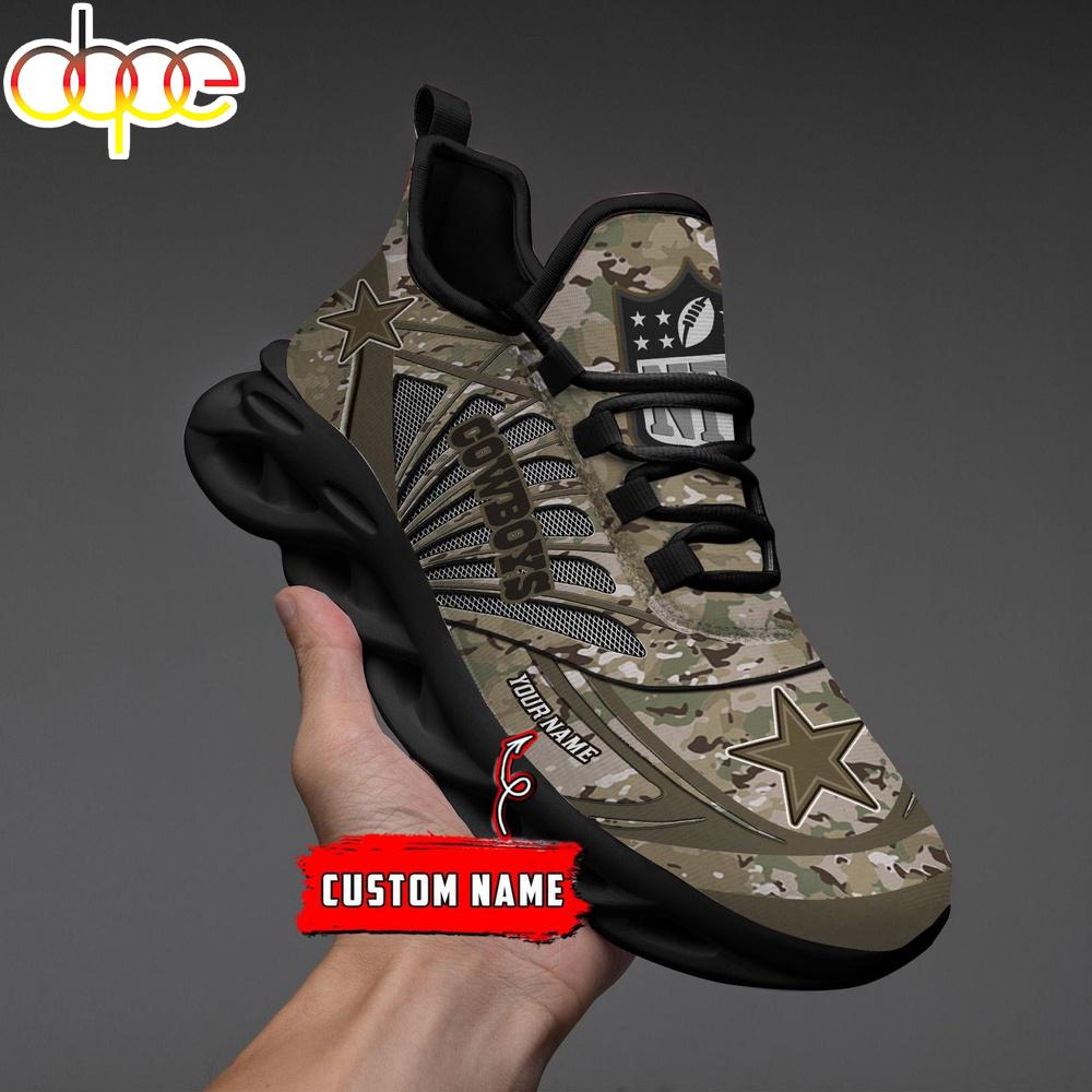 Sportswearmerch Dallas Cowboys NFL Camo Veteran Day Max Soul Shoes Sneakers For Men And Women