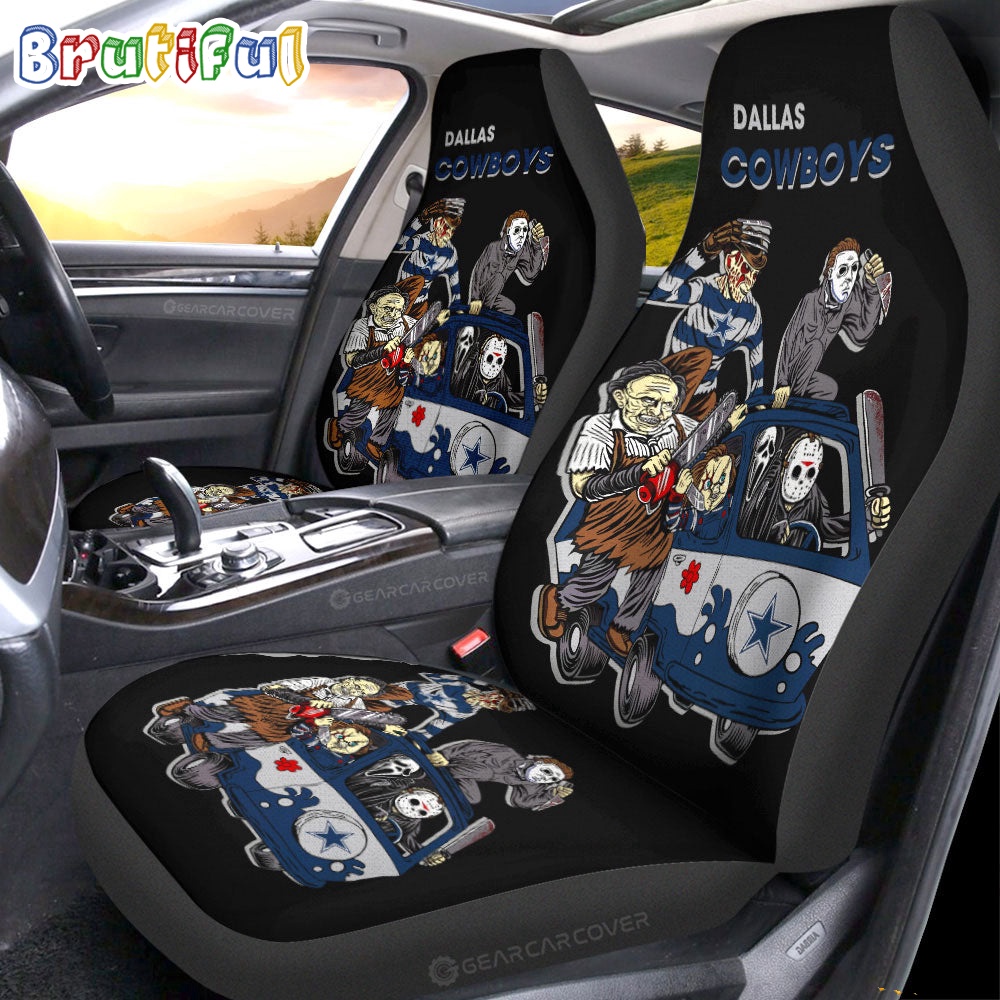 Sportswearmerch Dallas Cowboys NFL Horror Characters Essential Halloween Car Seat Covers For Fan
