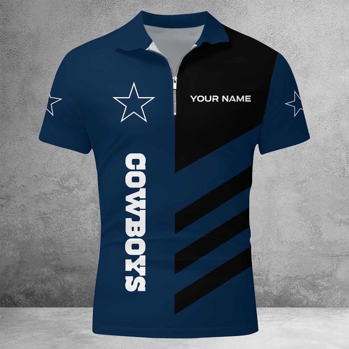 Sportswearmerch Dallas Cowboys NFL Lapel Zip Polo Shirt For Fan