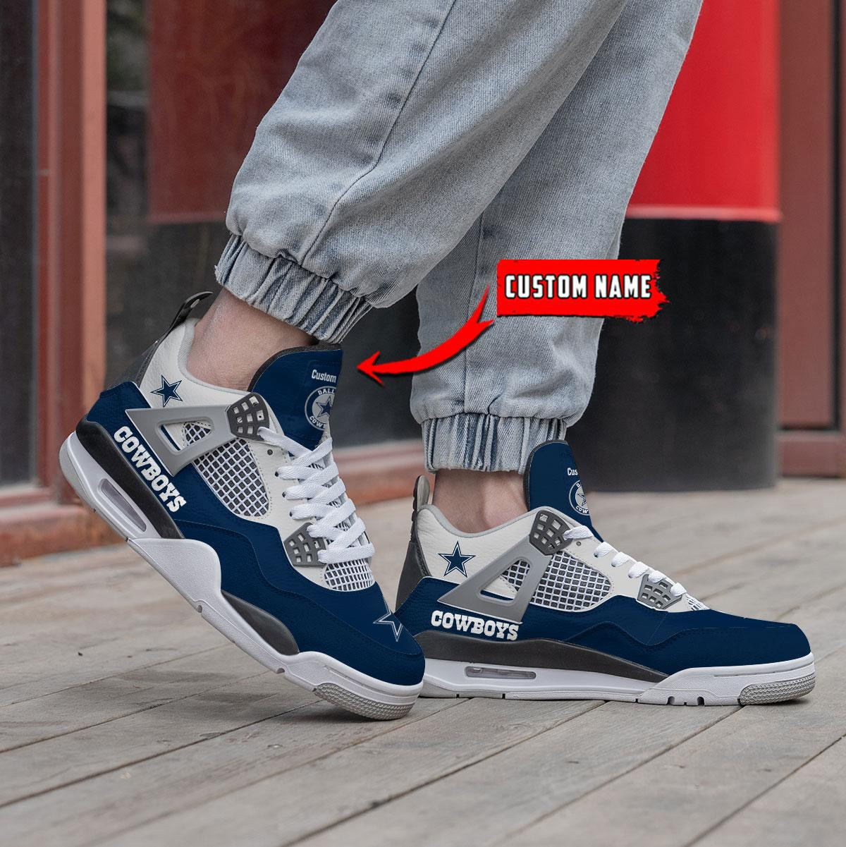 Sportswearmerch Dallas Cowboys NFL Personalized Air Jordan 4 SnAJ4 Sneakers Shoes For Men And Women