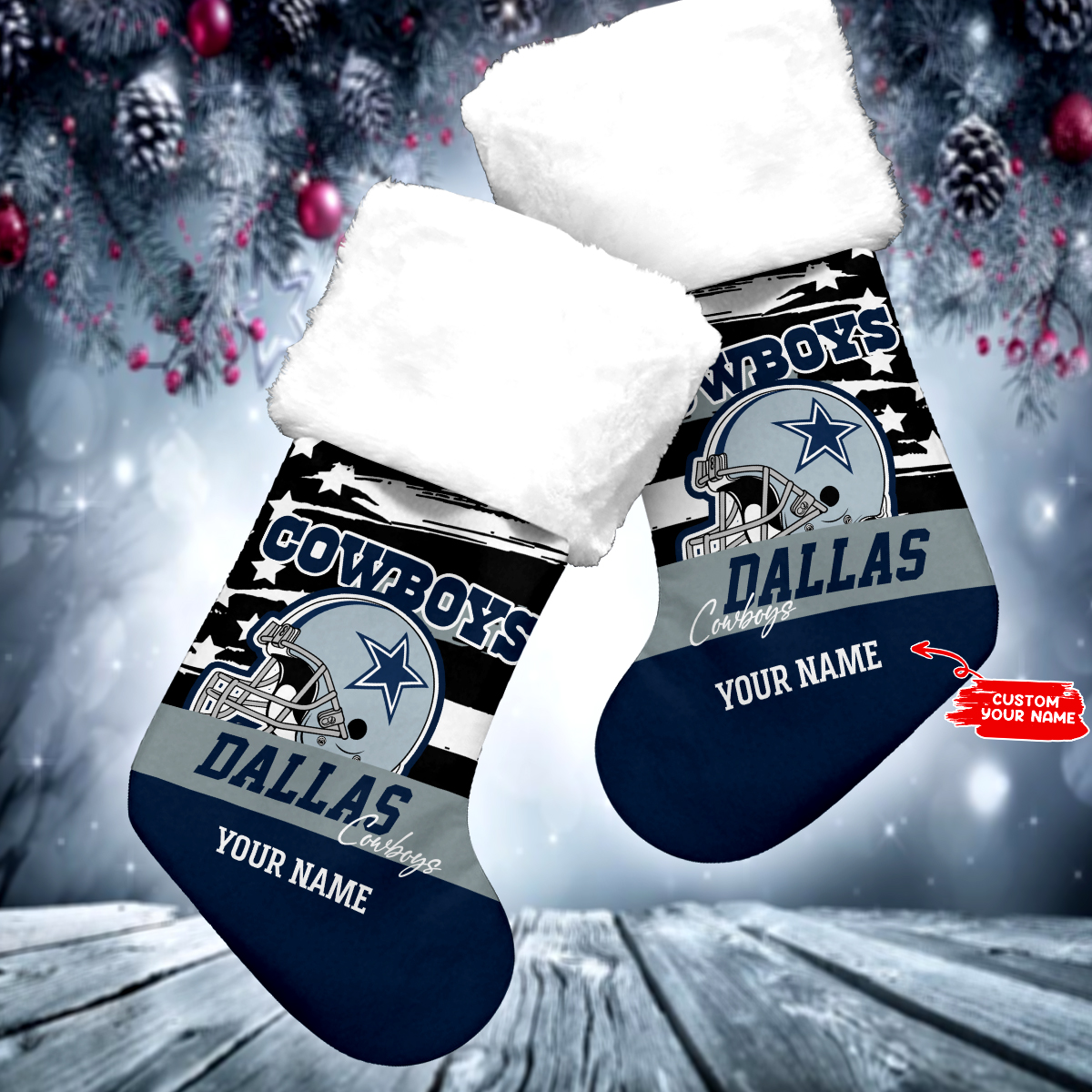 Sportswearmerch Dallas Cowboys NFL Personalized Christmas Socks For Fan