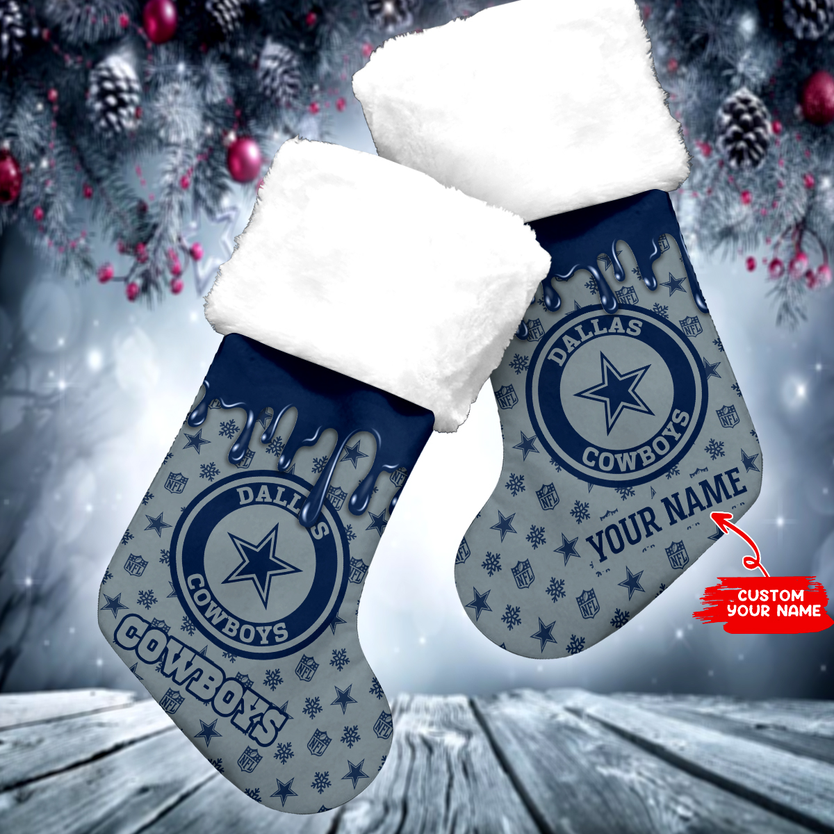 Sportswearmerch Dallas Cowboys NFL Personalized Christmas Socks For Fan