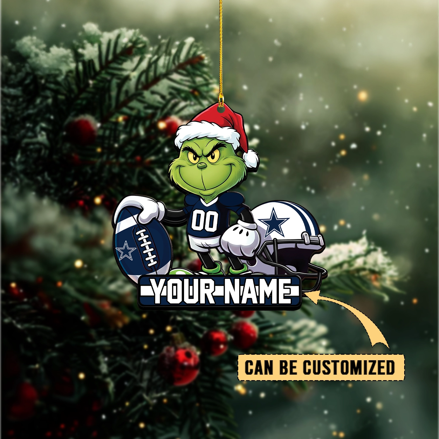 Sportswearmerch Dallas Cowboys NFL The Grinch x Christmas Acrylic Ornament Gift For Fan
