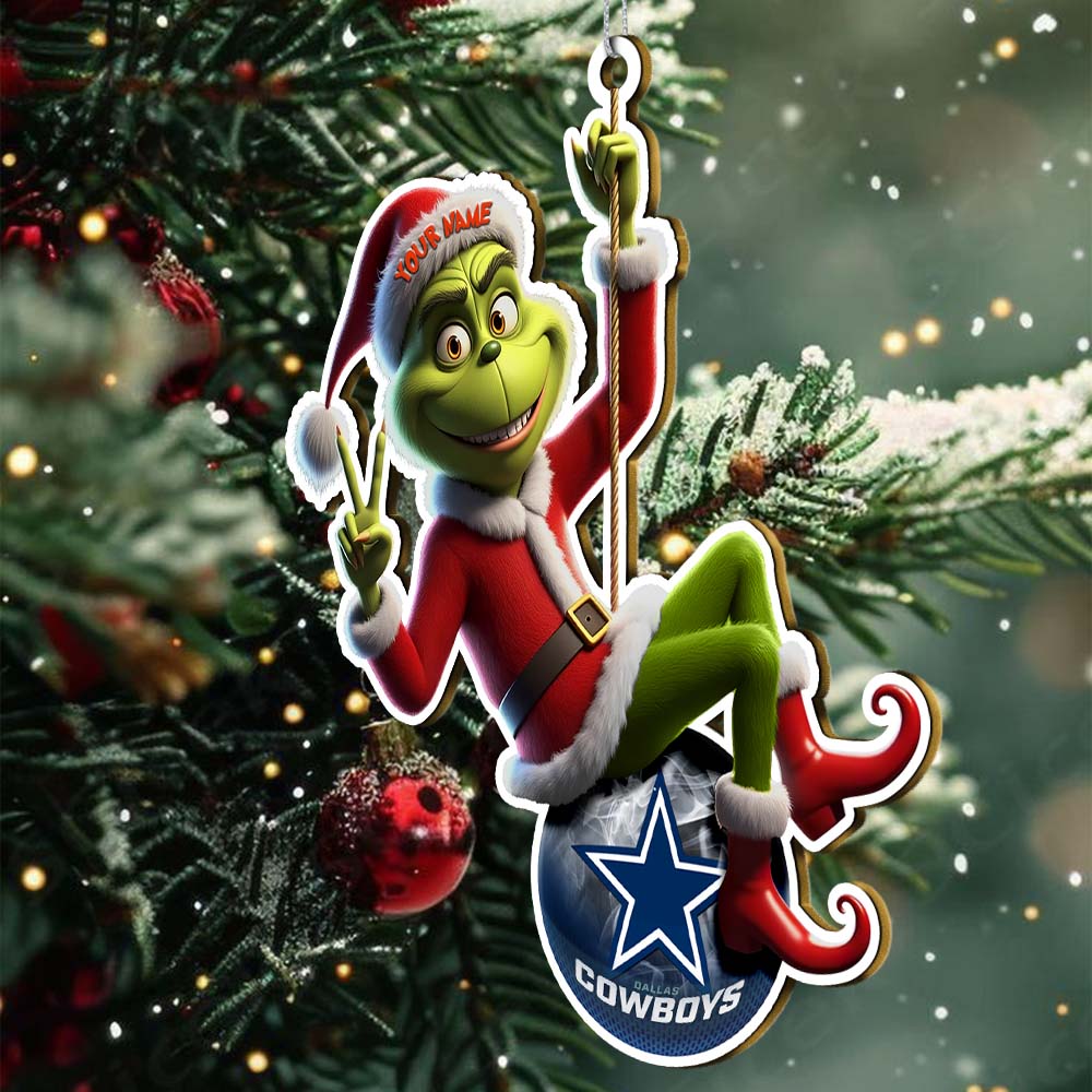 Sportswearmerch Dallas Cowboys NFL The Grinch x Christmas Acrylic Ornament Gift For Fan