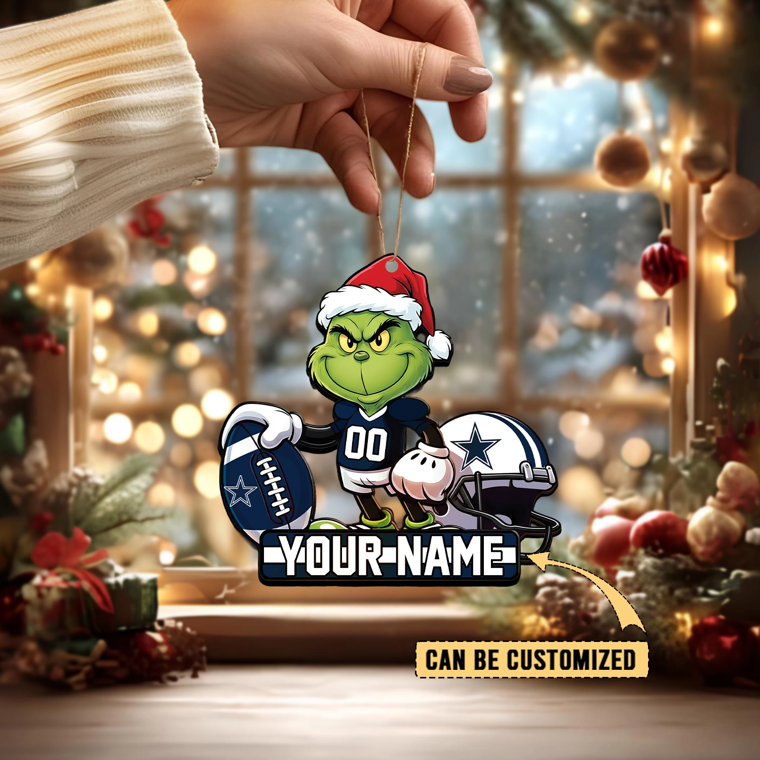 Sportswearmerch Dallas Cowboys NFL The Grinch x Christmas Acrylic Ornament Gift For Fan