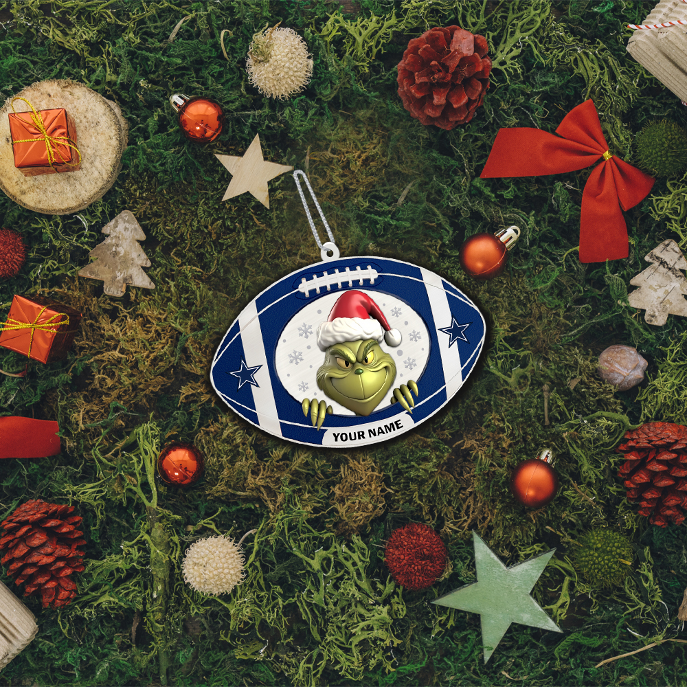Sportswearmerch Dallas Cowboys NFL The Grinch x Christmas Acrylic Ornament Gift For Fan