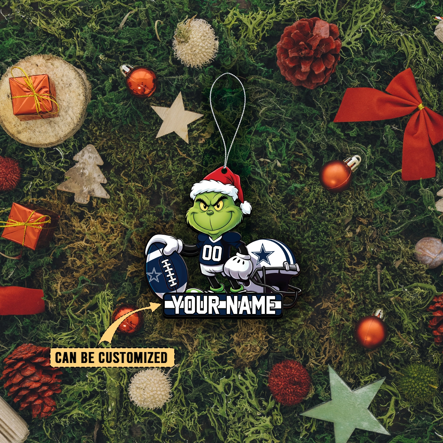 Sportswearmerch Dallas Cowboys NFL The Grinch x Christmas Acrylic Ornament Gift For Fan