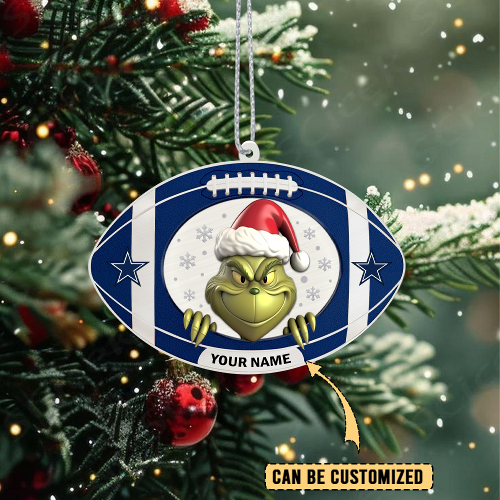 Sportswearmerch Dallas Cowboys NFL The Grinch x Christmas Acrylic Ornament Gift For Fan