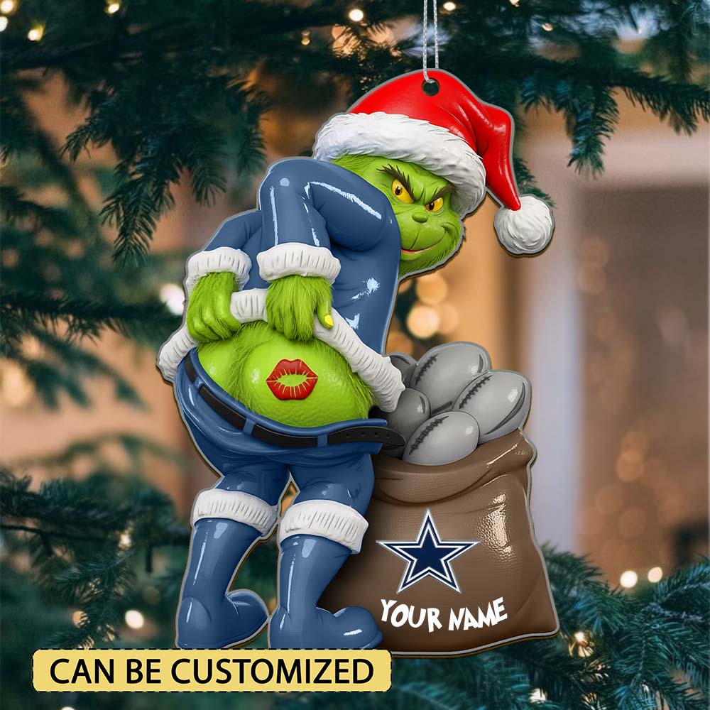 Sportswearmerch Dallas Cowboys NFL The Grinch x Christmas Acrylic Ornament Gift For Fan