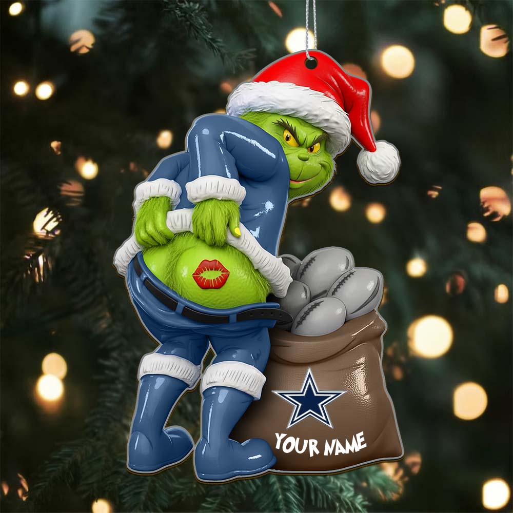 Sportswearmerch Dallas Cowboys NFL The Grinch x Christmas Acrylic Ornament Gift For Fan