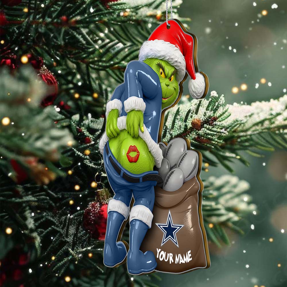 Sportswearmerch Dallas Cowboys NFL The Grinch x Christmas Acrylic Ornament Gift For Fan