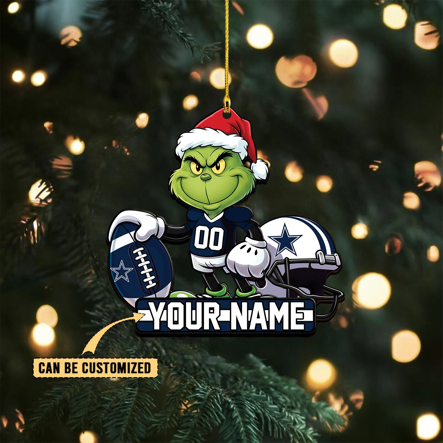 Sportswearmerch Dallas Cowboys NFL The Grinch x Christmas Acrylic Ornament Gift For Fan
