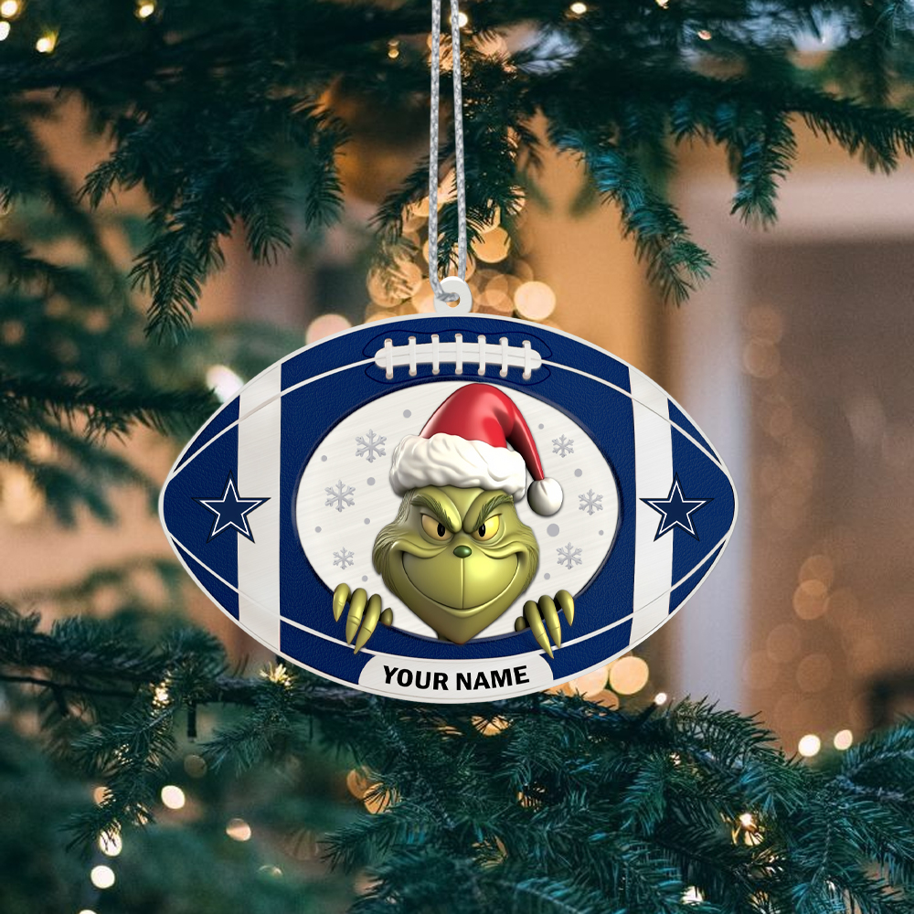 Sportswearmerch Dallas Cowboys NFL The Grinch x Christmas Acrylic Ornament Gift For Fan