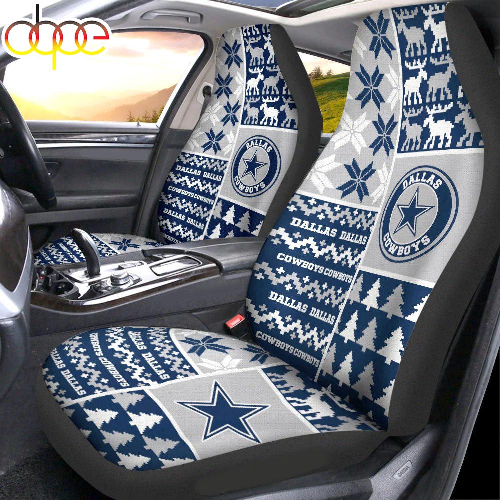 Sportswearmerch Dallas Cowboys NFL Ugly Christmas Car Seat Covers For Fan