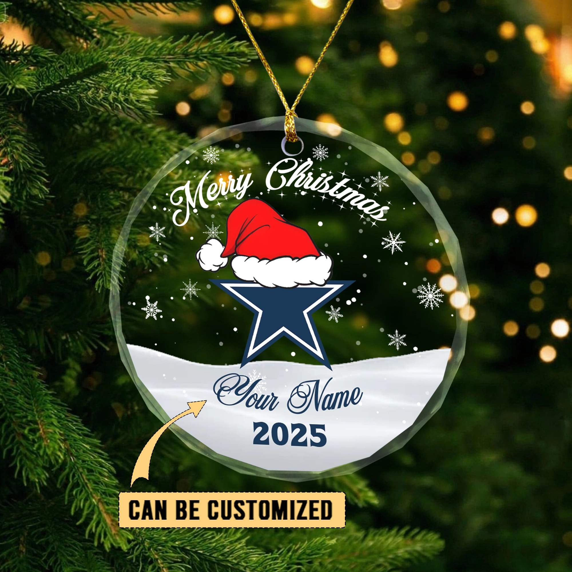 Sportswearmerch Dallas Cowboys NFL x Christmas Glass Ornament Gift For Fan