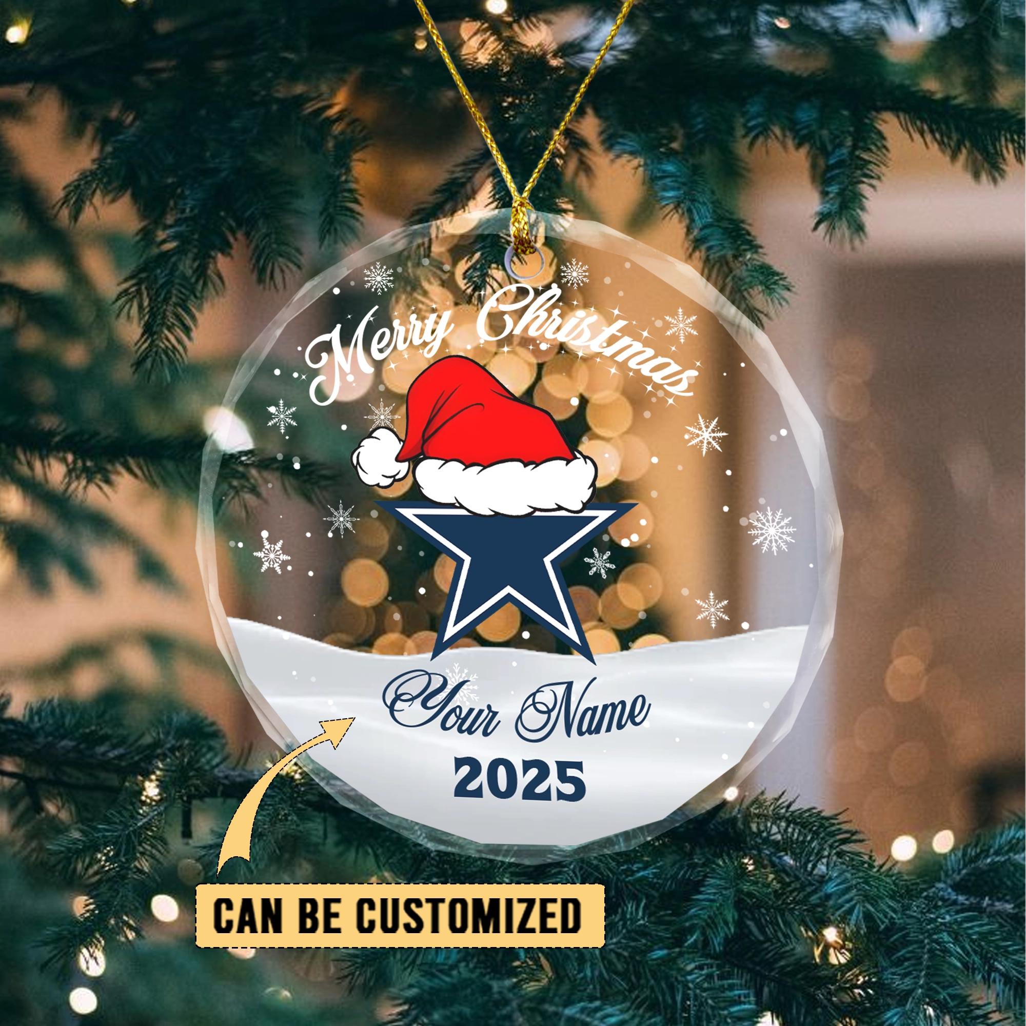 Sportswearmerch Dallas Cowboys NFL x Christmas Glass Ornament Gift For Fan