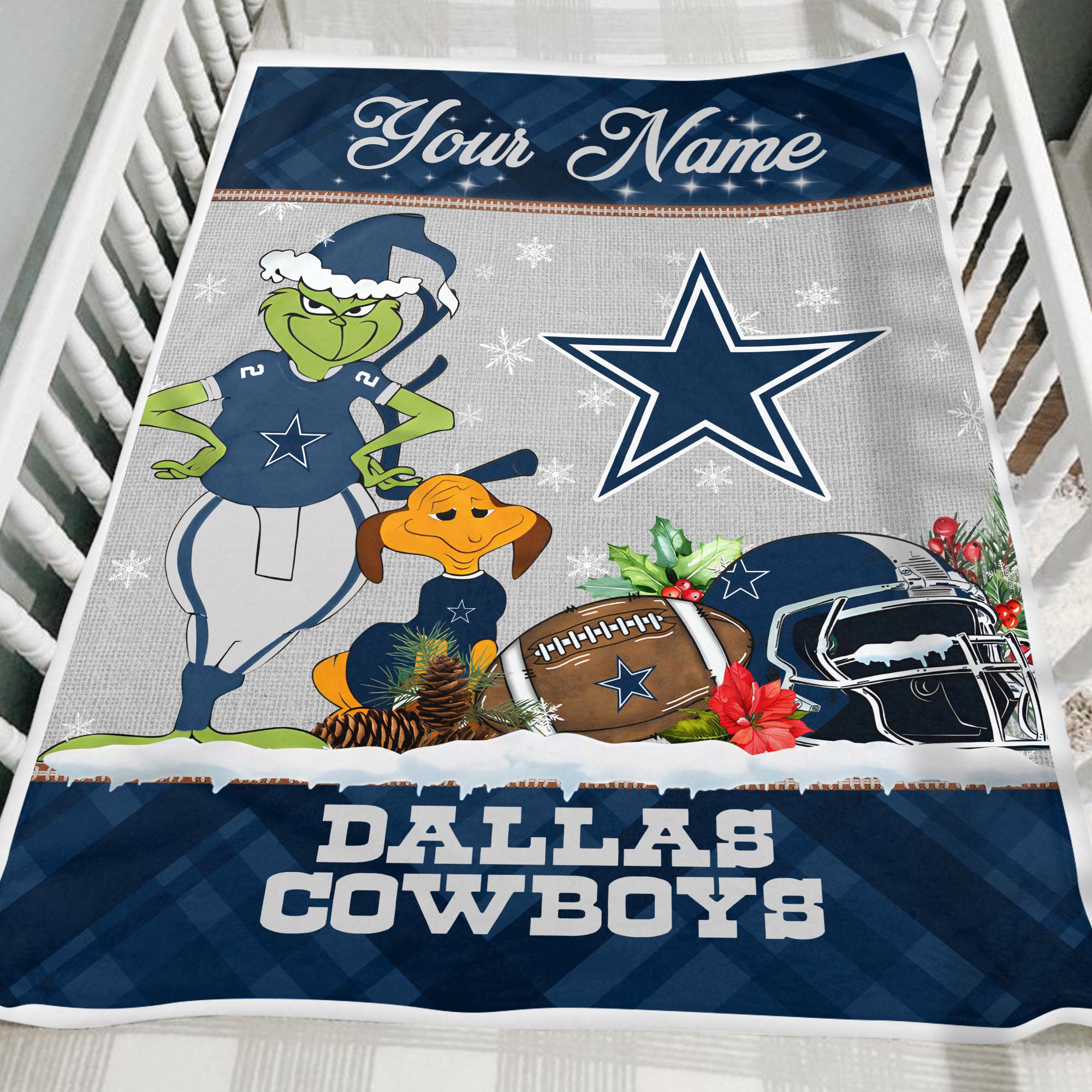 Sportswearmerch Dallas Cowboys NFL x Grinch Christmas Fleece Blanket For Fan