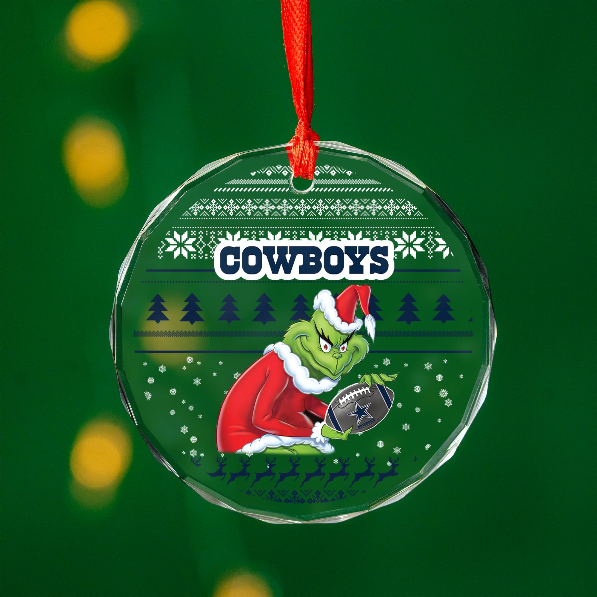 Sportswearmerch Dallas Cowboys NFL x Grinch Christmas Glass OrnamentC For Fans