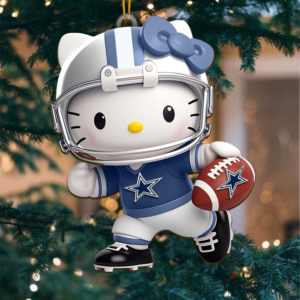 Sportswearmerch Dallas Cowboys NFL x Hello Kitty Personalized Acrylic Ornament Gift For Fans