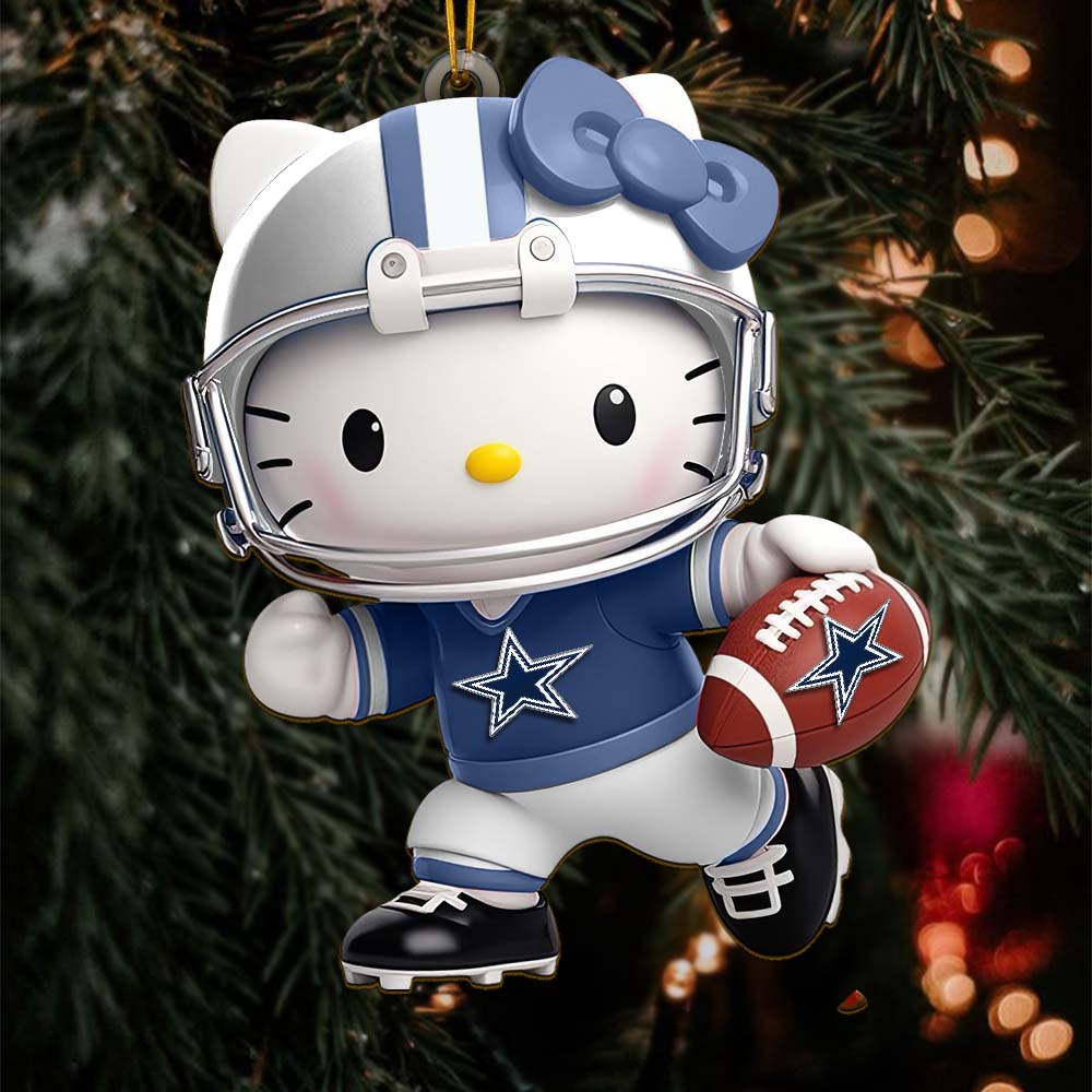 Sportswearmerch Dallas Cowboys NFL x Hello Kitty Personalized Acrylic Ornament Gift For Fans
