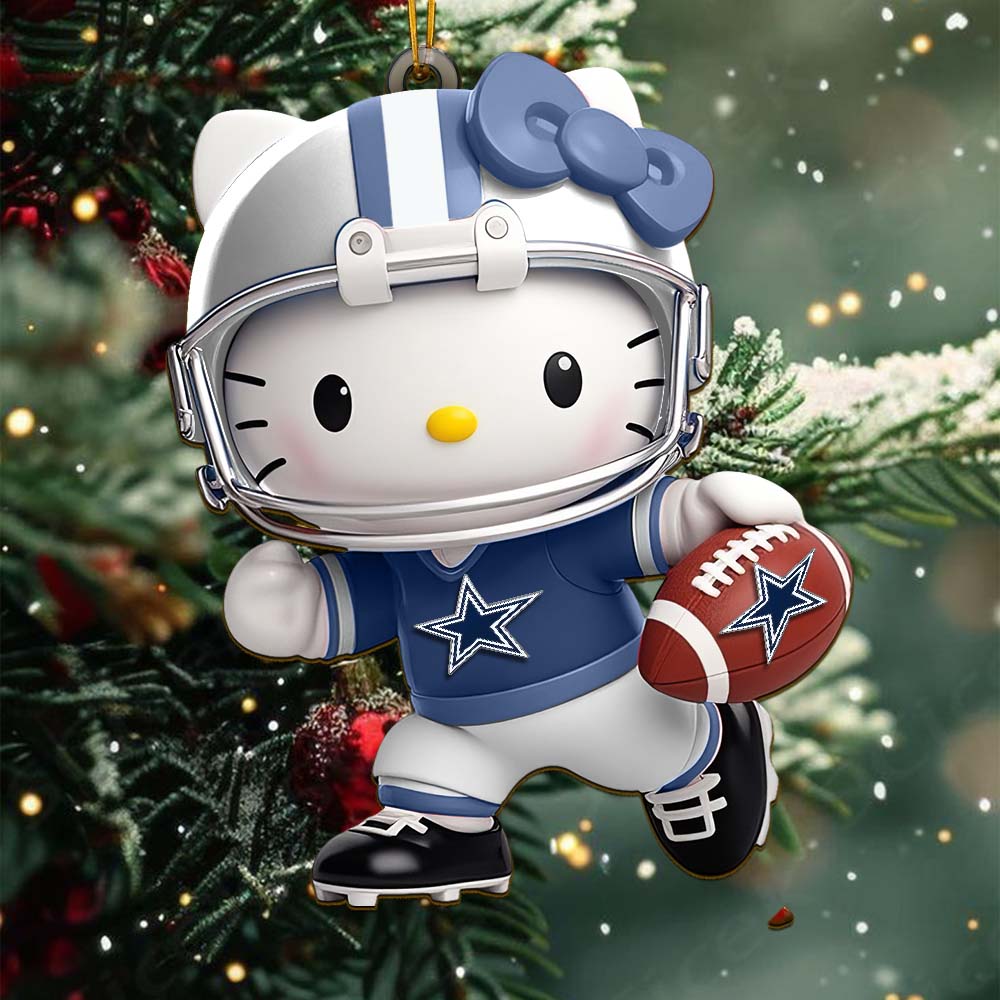 Sportswearmerch Dallas Cowboys NFL x Hello Kitty Personalized Acrylic Ornament Gift For Fans