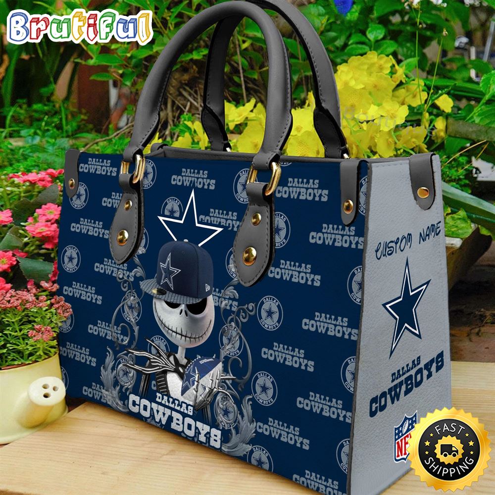 Sportswearmerch Dallas Cowboys NFL x Jack Skellington Women Leather Bag For Fan