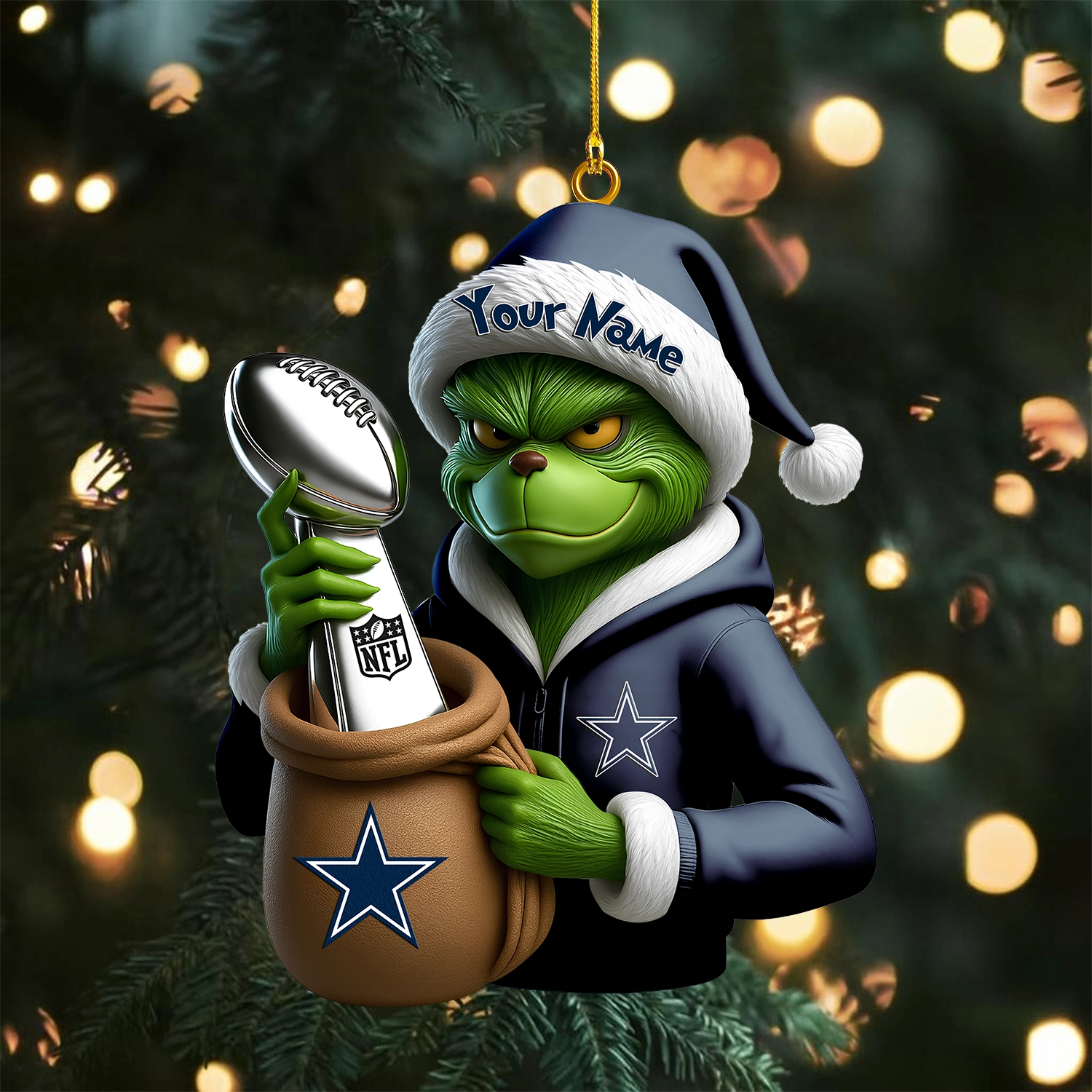Sportswearmerch Dallas Cowboys NFL x The Grinch Acrylic Ornament Gift For Fans