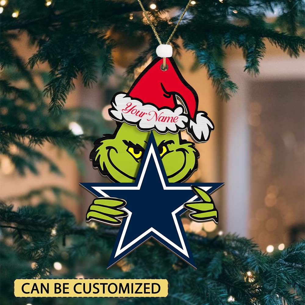 Sportswearmerch Dallas Cowboys NFL x The Grinch Christmas Acrylic Ornament Gift For Fans