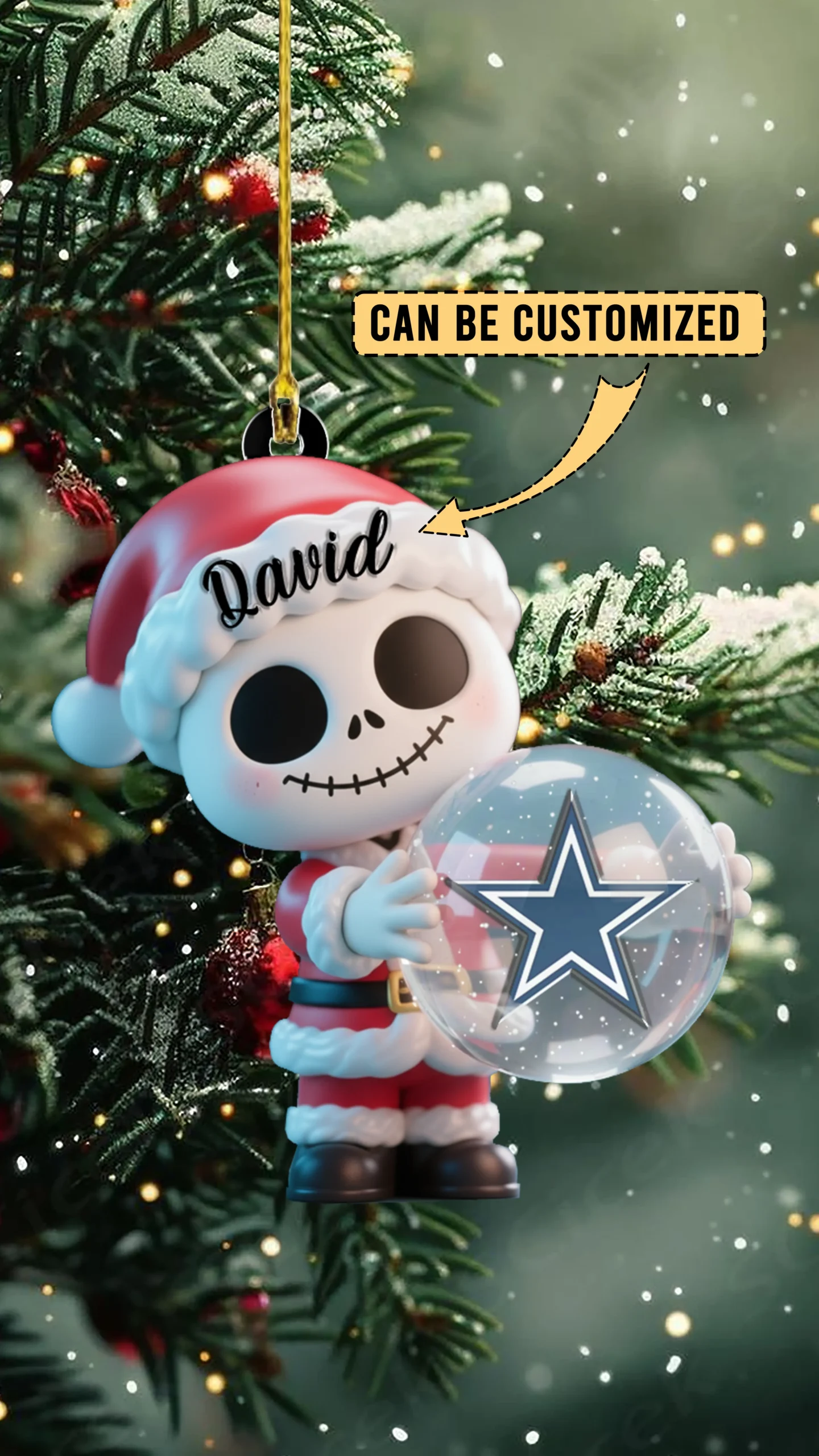 Sportswearmerch Dallas Cowboys NFL x The Nightmare Before Christmas Acrylic Ornament Gift For Fans