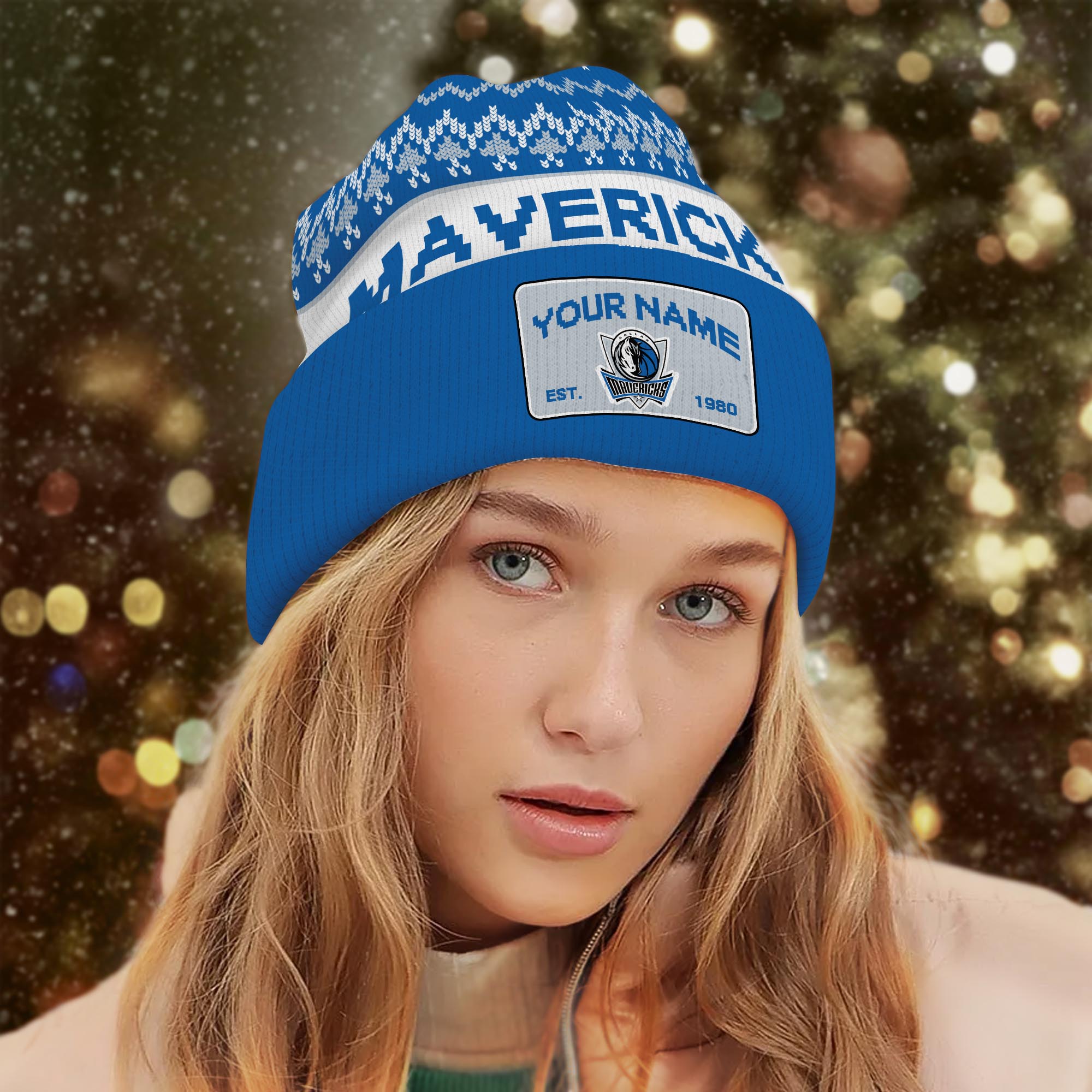 Sportswearmerch Dallas Mavericks NBA Christmas Beanie Hat For Fan