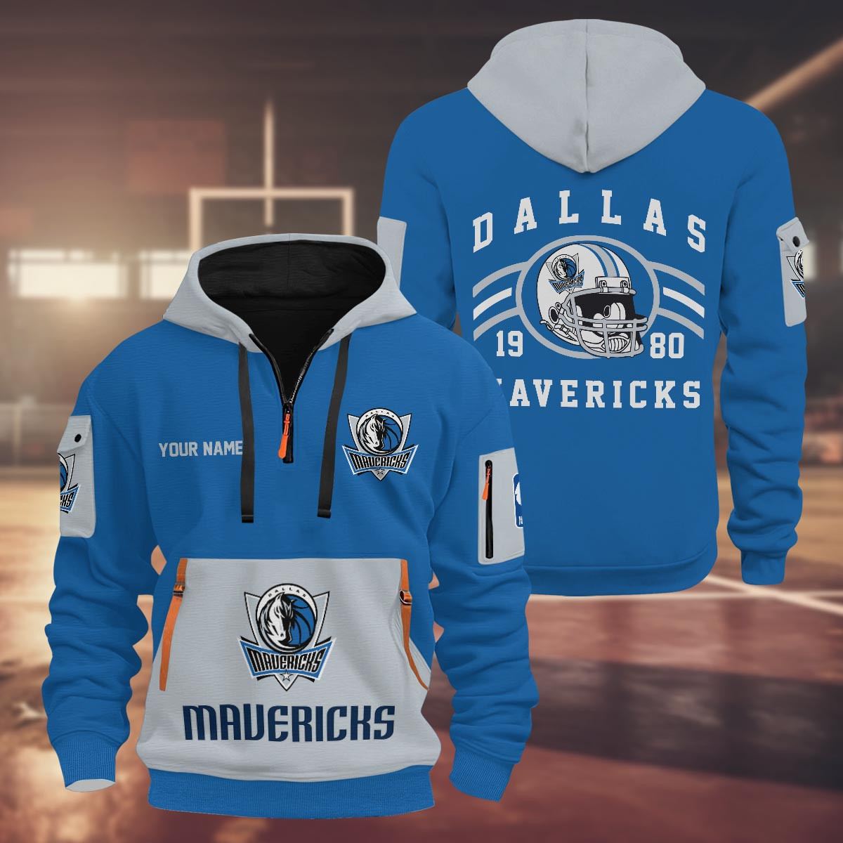 Sportswearmerch Dallas Mavericks NBA Half Zip Hoodie Personalized For Fan