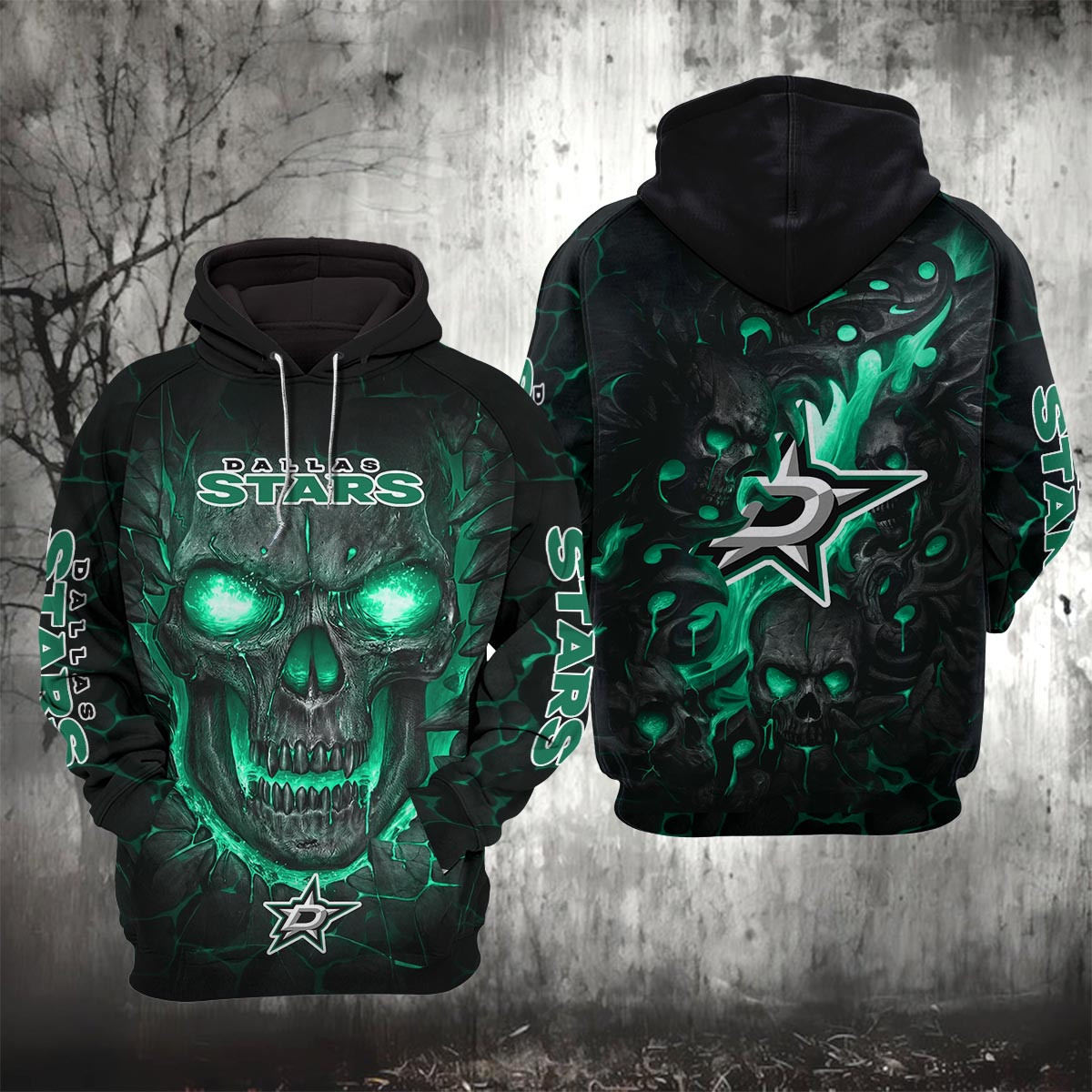 Sportswearmerch Dallas Stars Lava NHL Skull Hoodie For Fan