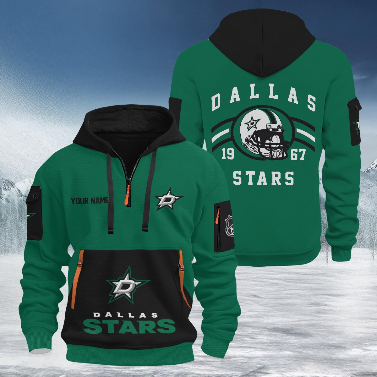 Sportswearmerch Dallas Stars NHL Half Zip Hoodie Personalized For Fan
