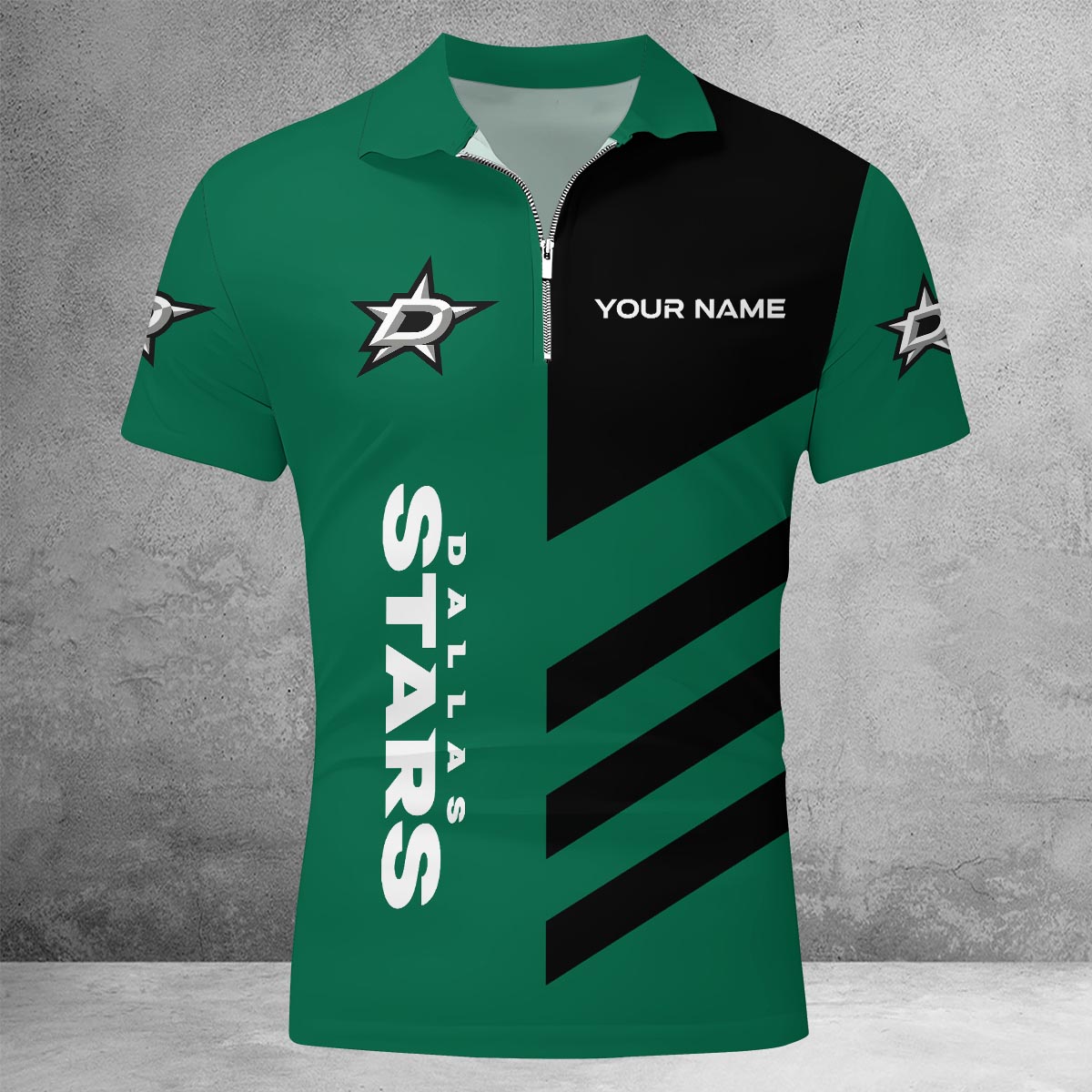 Sportswearmerch Dallas Stars NHL Lapel Zip Polo Shirt For Fan
