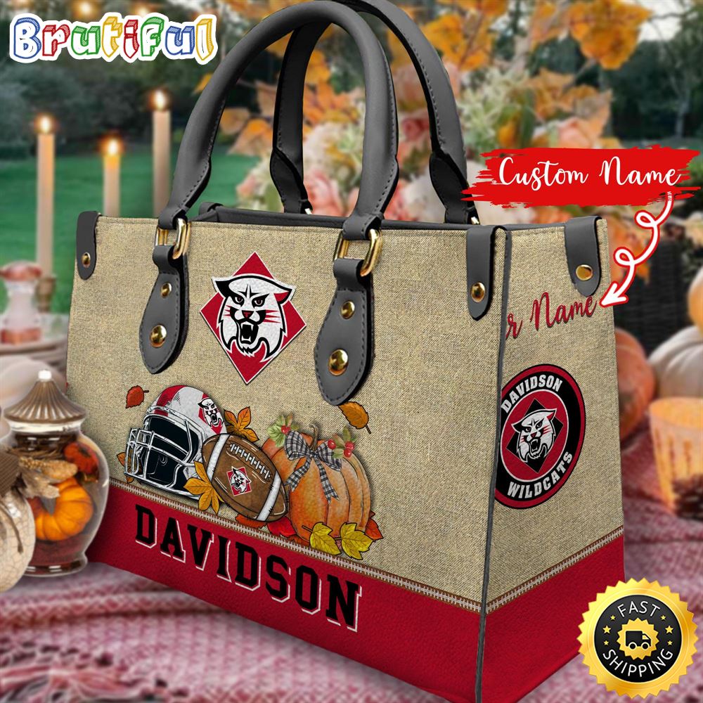 Sportswearmerch Davidson Wildcats NCAA Autumn Leather Handbag For Fan
