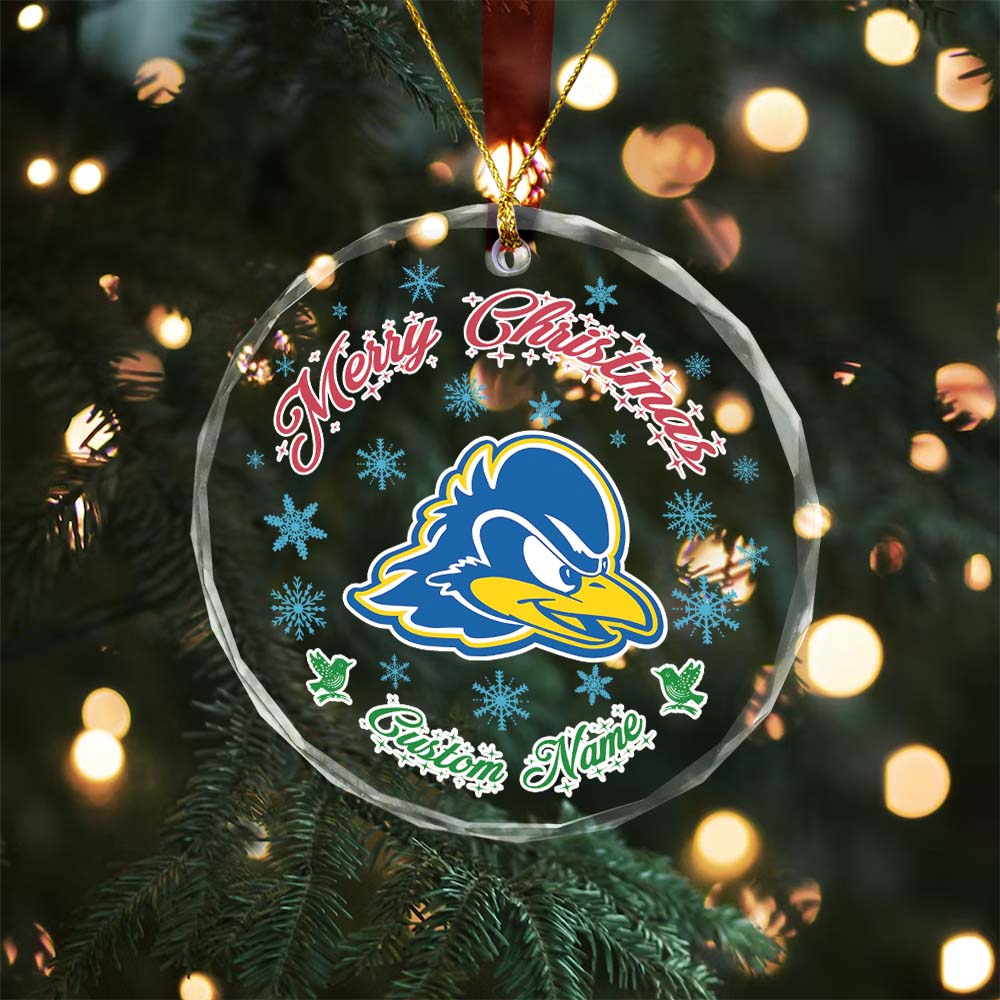 Sportswearmerch Delaware Fightin' Blue Hens NCAA x Christmas Glass Ornament Gift For Fans